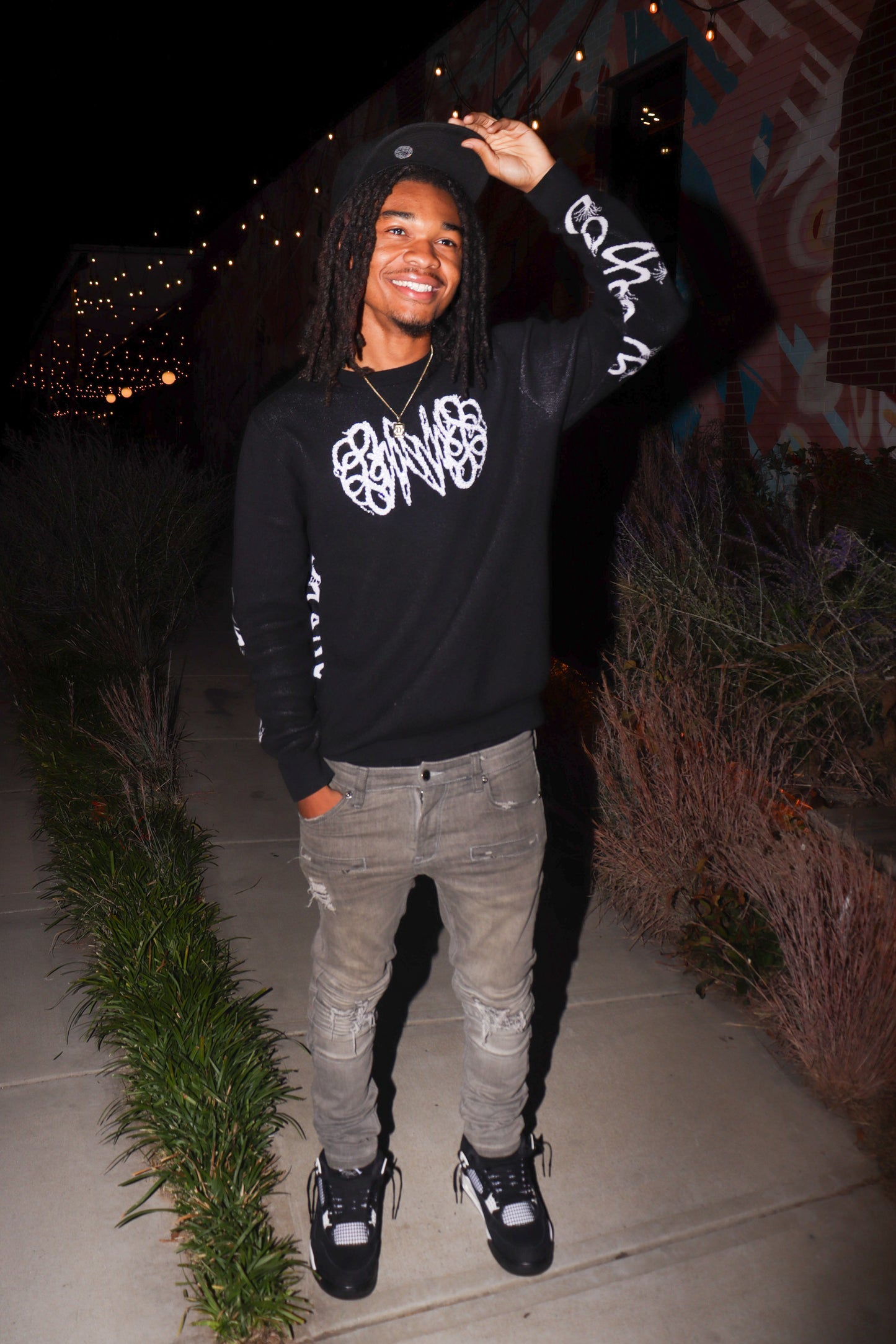 Black rhinestone sweater